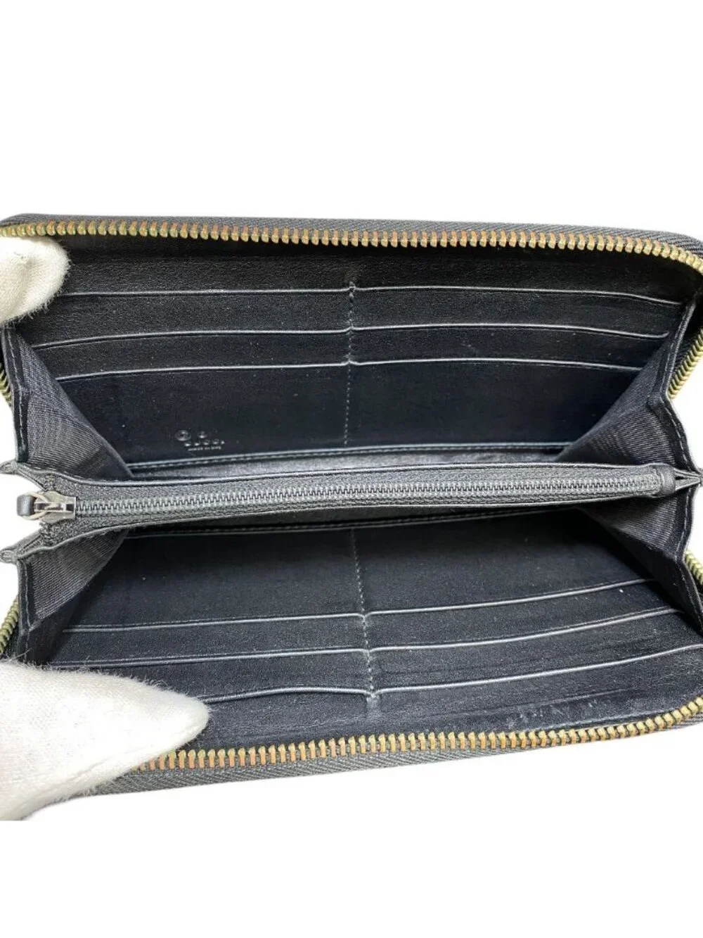 Gucci Micro Guccissima Wallet Zip Around Logo Leather Black Sophistication - Picture 7 of 9